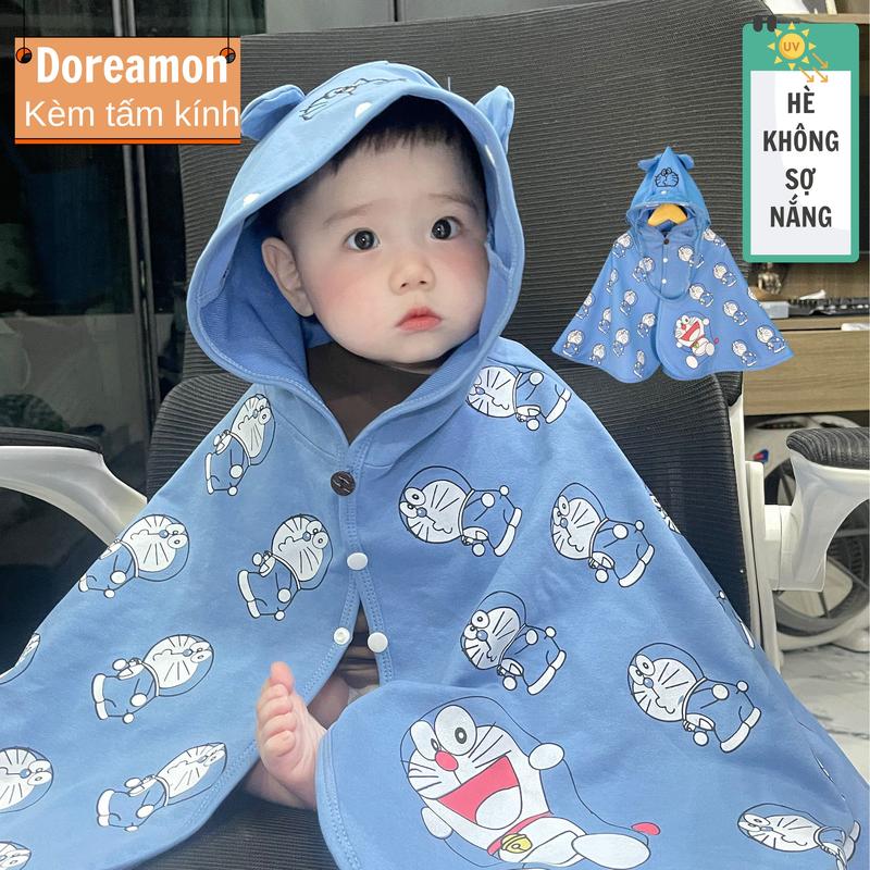 Áo choàng chống nắng kèm mũ chắn giọt bắn chống bụi vải Cotton da cá mềm mại cho bé (6-18kg) thấm hút mồ hôi an toàn cho da bé kiểu dáng tiện lợi dễ sử dụng - Chebokids Kem