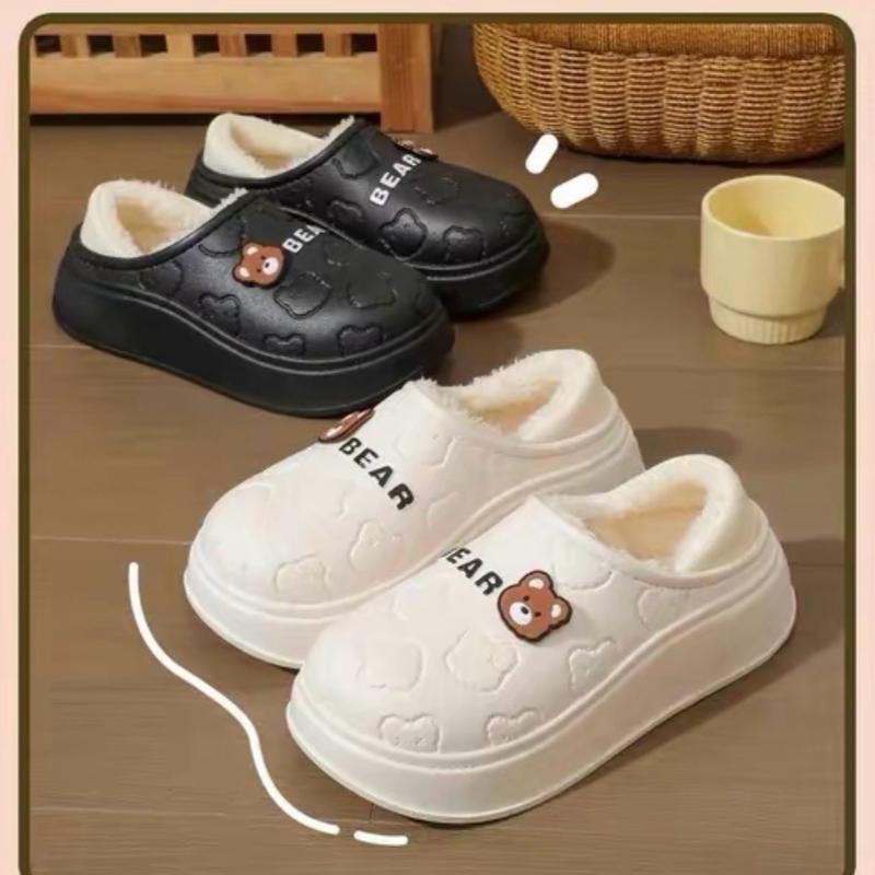  Dép bông đi trong nhà chống trơn trượt lót lông chống thấm nước - sục bông nữ Dép Slipper có quai women 