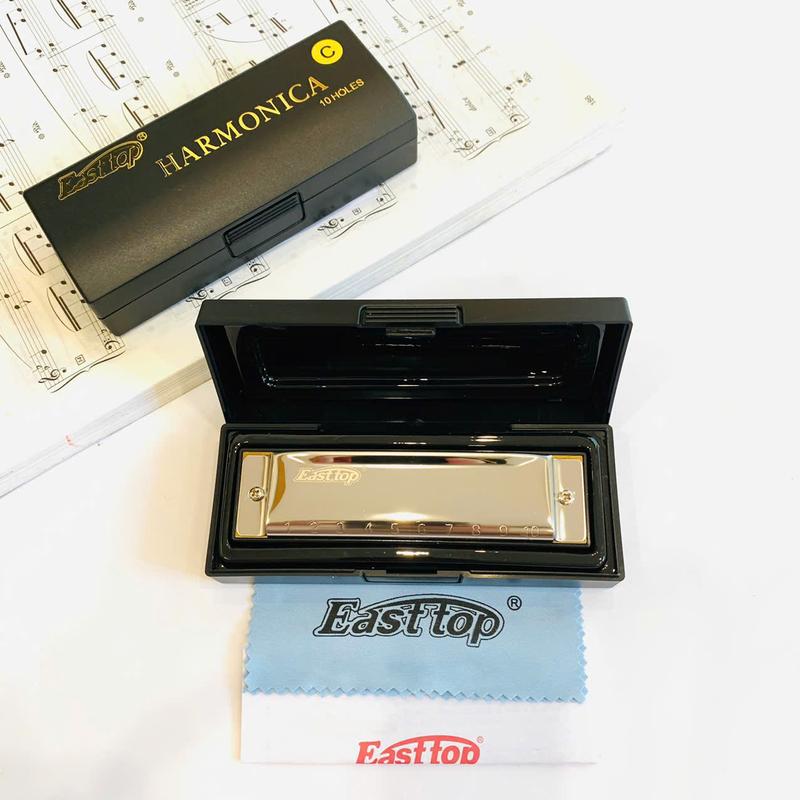  Kèn Harmonica Diatonic  Easttop 10 cao cấp lỗ kèm hộp đựng 