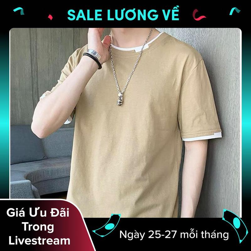 Áo LAYER COTTON UMASTORE xẻ vạt hot nhất 2023 Top Menswear Nam Cổ Tròn Áo Thun