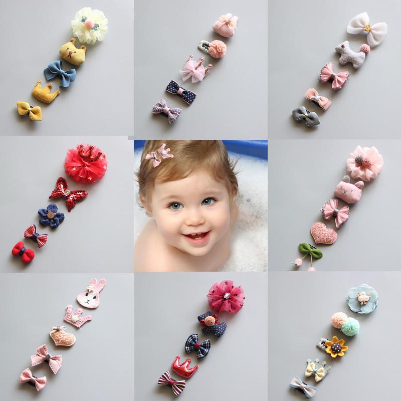 Product Introduction of Korean hand-made baby hairpin edge clip Baby hair clip Children's headdress hairpin Princess hairpin five-piece set 1