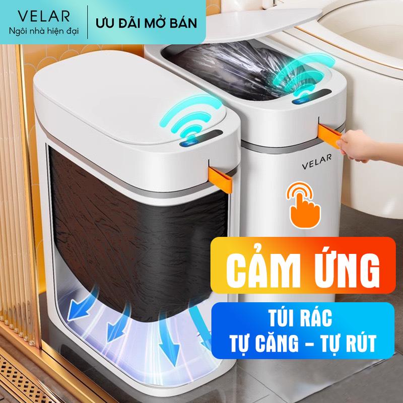 Thùng rác nắp mở cảm ứng Velar tự động căng và đóng gói túi rác tiện lợi không bẩn tay - VELAR21