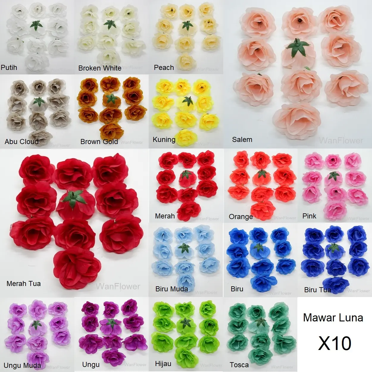 WANFLOWER Bunga Mawar Luna Kuntum X10 Decoration Wedding