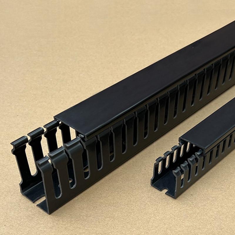 Máng nhựa PVC đi dây điện chống cháy màu đen kèm vít gỗ