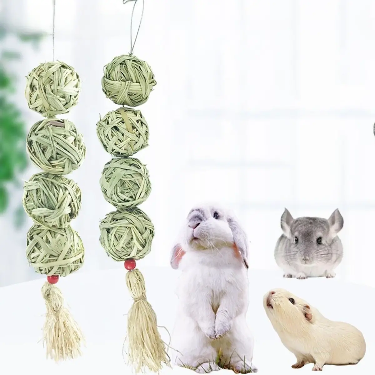 Small Animals Chew Toys Hanging Chew Balls for Bunny Rabbit Chinchilla Guinea Pig Chinchilla Bunny Accessories Pet Products