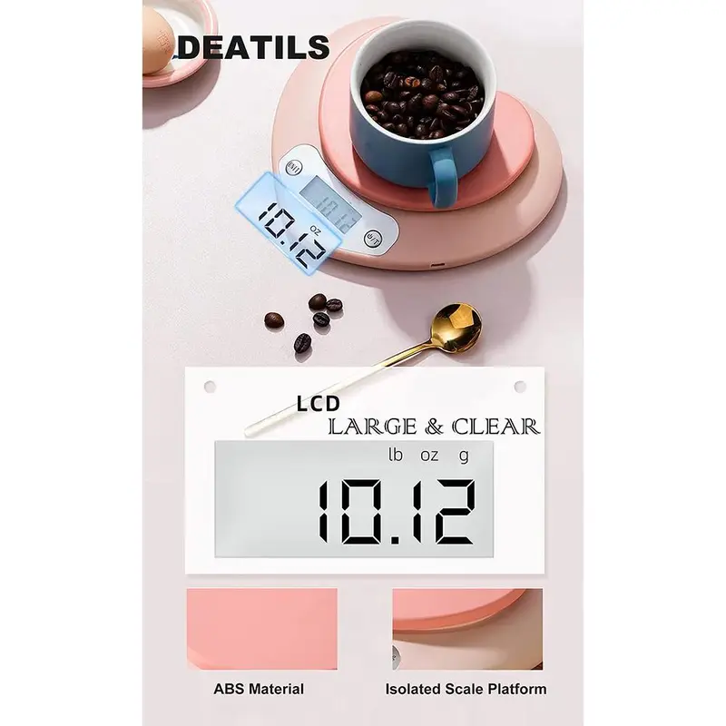 Heart Shaped Kitchen Electronic Food Scale, 1 Count 1g/5kg Food Measuring Tool, Portable Kitchen Measuring Tool for Prep Baked Goods Weigh Food Coffee 4