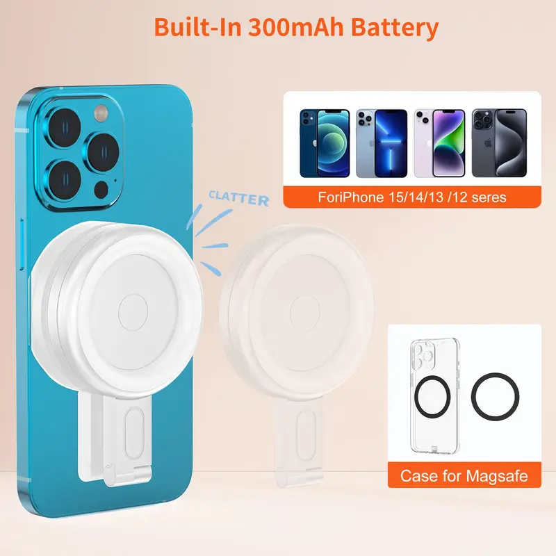 Magnetic Selfie Light for iPhone Magsafe, Portable Phone Ring Light for Video Recording, Rechargeable Lightweight Travel LED Cell Phone Light 2
