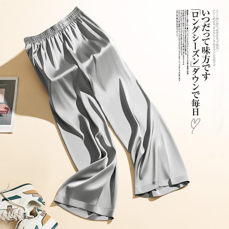Product Introduction of Summer large size 300 catties ice silk casual pants men's pants draped wide-leg pants straight loose pants 12
