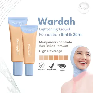 [Creator Pick's] BEST SELLER! Wardah Lightening Liquid Foundation 6ml & 25ml — Foundation Wardah Asli Natural Flawless Ringan Tahan Lama No Crack