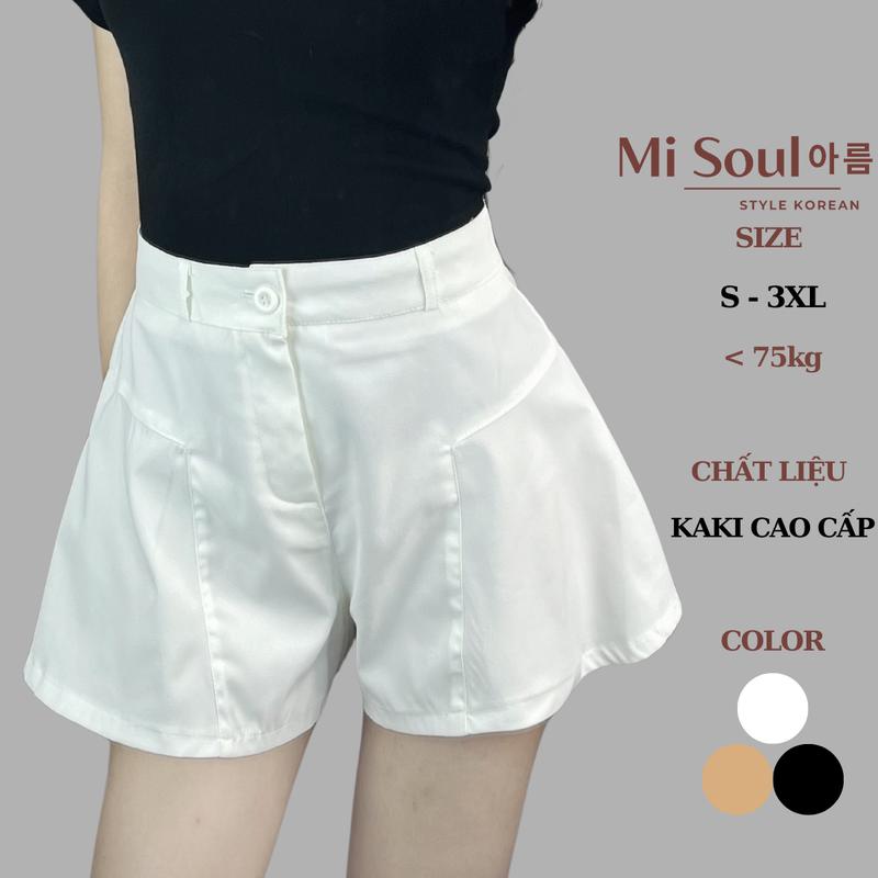 Quần Short KaKi Cạp Cao Ống Rộng Xòe Bồng BigSize, Quần Đùi Lưng Cao MiSoul 293 Ong Nữ Nhung