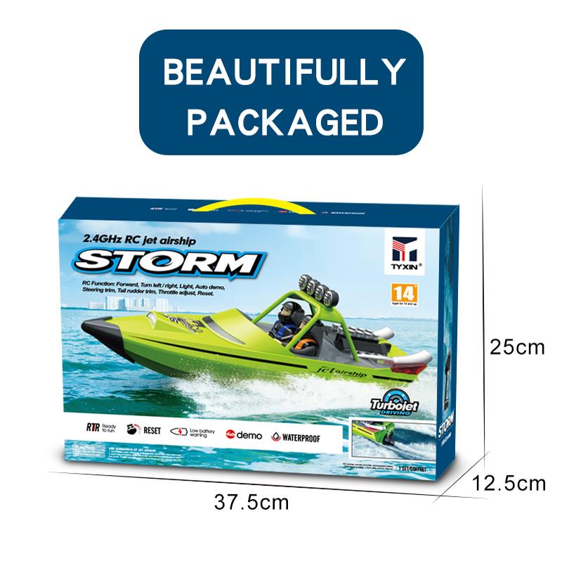 Product Introduction of RC Boat High-speed Remote Control Speedboat High-speed Turbojet Boat Model Children's Water Toy Boat Model Electric Turbojet High-horsepower Waterproof High-speed Remote Control Boat 14