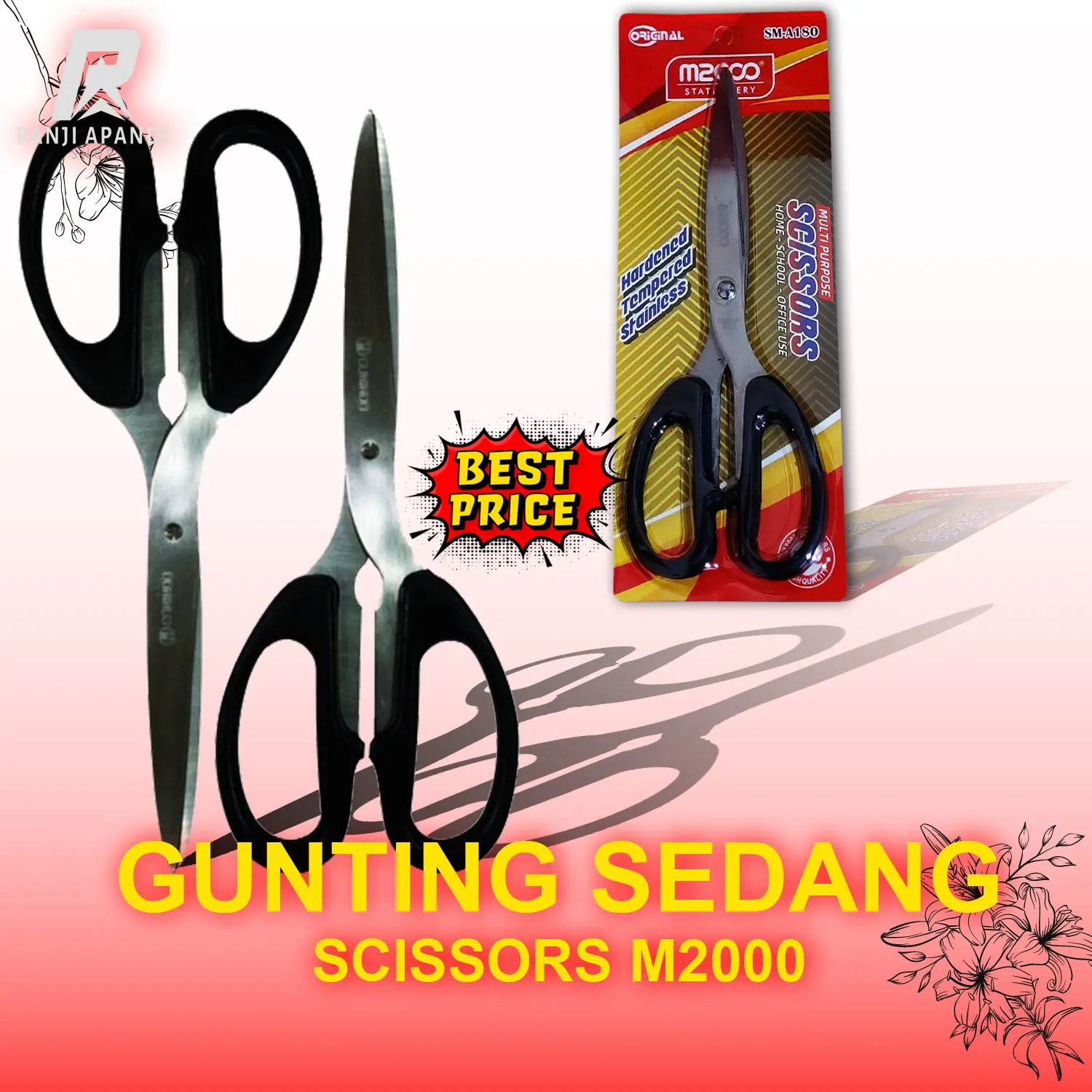 GUNTING SEDANG SCISSORS M2000 SM-A165 Kantor Stainless