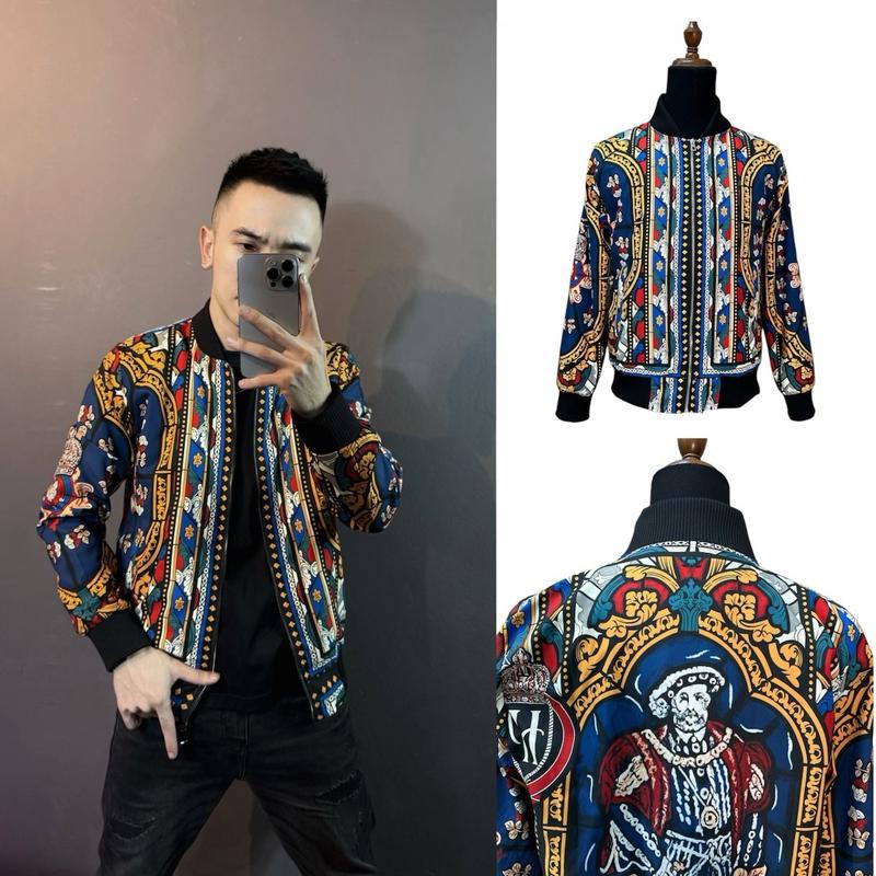 Áo Khoác Gió Bomber 2 lớp Hoạ Tiết Thổ Cẩm 3D Nam New 2024 - Menswear Jacket Baggy Ô
