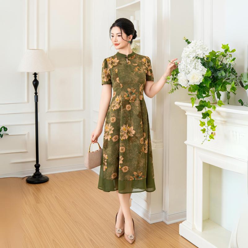 Đầm trung niên tặng mẹ LYBEE LV944 dáng váy cách tân sang trọng thanh lịch cho mẹ đi cưới đi tiệc Nữ Women