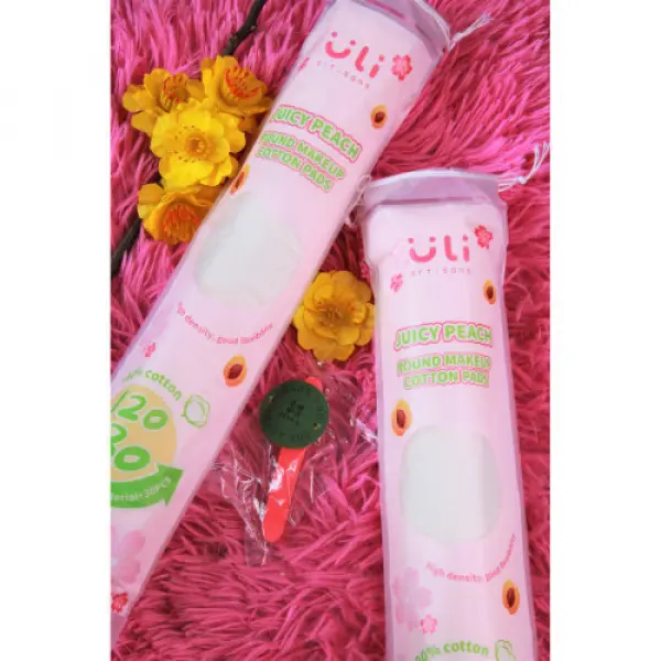 Bông Tẩy Trang Uli Dạng Tròn Juicy Peach Round Makeup Cotton Pad 150 Miếng Mềm Mịn, Dai, Không Kích Ứng Cosmetic 4