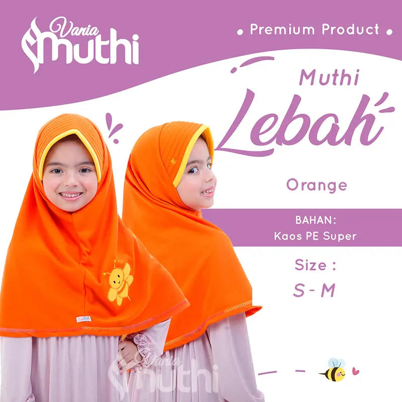 Vania Muthi - Hijab Instant Jilbab Anak Perempuan Motif Lebah S Umur 4 - 7 Tahun Kerudung Kaos Adem Nyaman Simpel Original Muslim 6