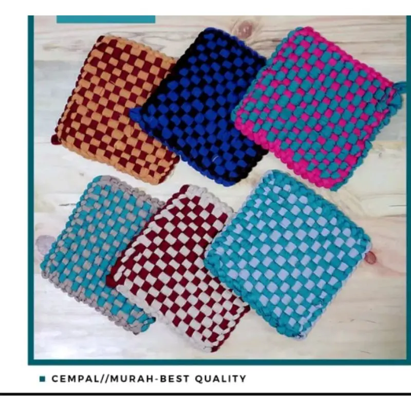 6 pcs Kain Lap CEMPAL Anyaman Anti Panas / Anyaman Kain / Serbet Tatakan Dapur Peralatan Masak 3