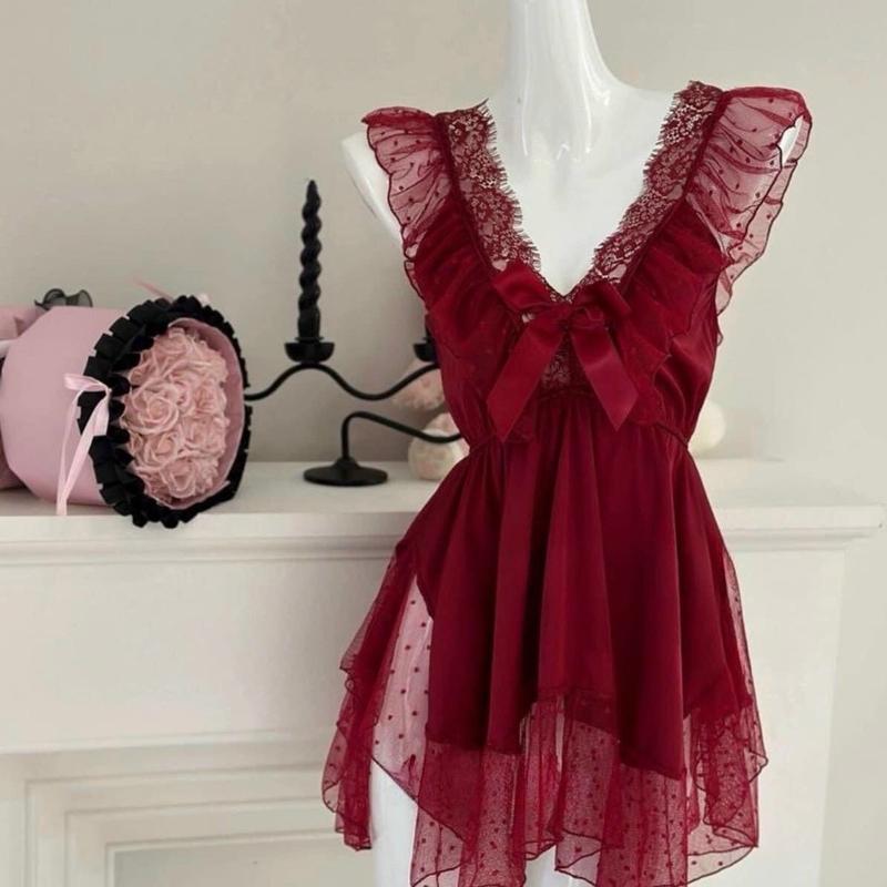 [ĐN05] - Váy Ngủ Xinh Phối Ren Mềm Mại 0