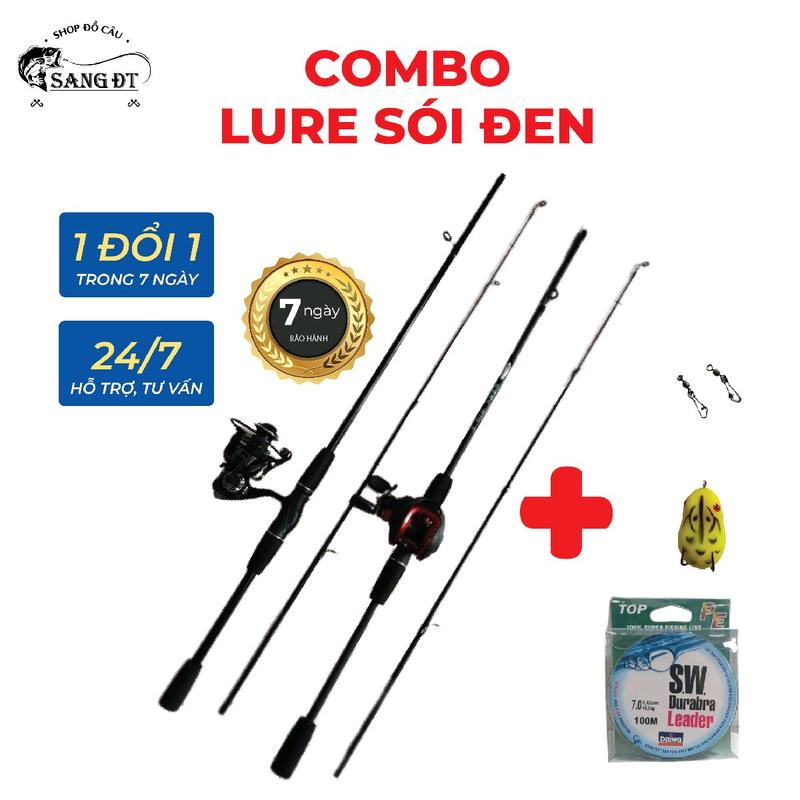 Bảo Hành 7 Ngày Combo Câu Lure Cần Sói Đen Chất Liệu Cacbon Rỗng Nhẹ Tùy Chọn Combo Cần Máy Đứng Và Combo Cần Máy Ngang Đi Câu Fishing Bắt Cá Câu Cá
