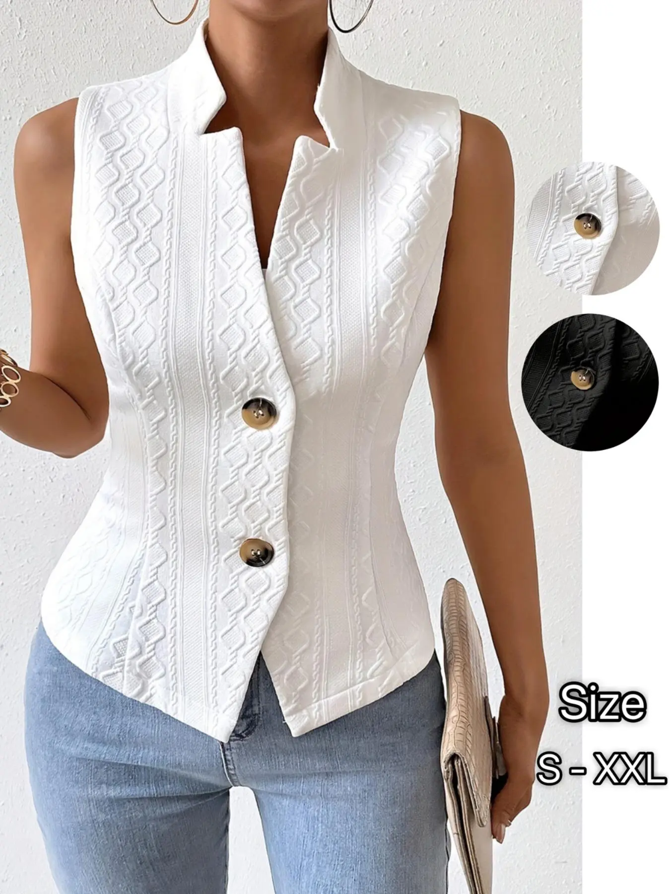 Women's Solid Color Button Front Knit Vest, Casual Sleeveless Outerwear for Daily Wear, Ladies Clothes for All Seasons, Womenswear