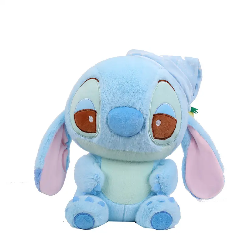MINISO Kawaii sleep Stitch Angel Stuffed Plush Toy Doll Cartoon Anime Lilo & Stitch Figure Room Decor Peluche Birthday Gift