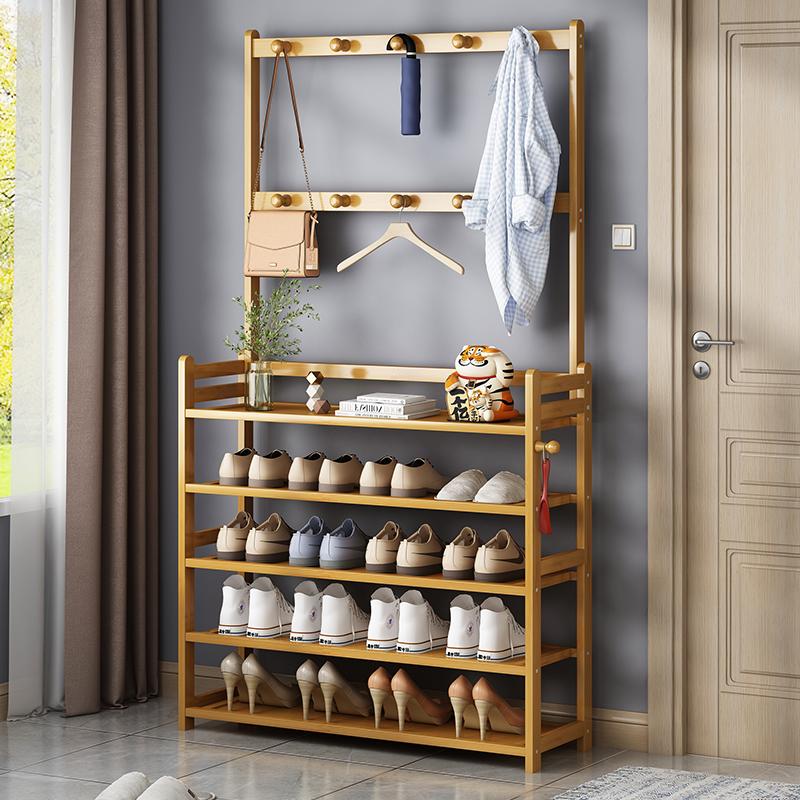 Aihome Shop Kệ Giày Dép Kết Hợp Chỗ Treo Đồ Đa Năng Tiện Lợi ,Giá Kệ Chữ L 4 Tầng Gỗ Tre Phong Cách Hiện Đại  Treo Quần Áo, Nón, Túi Xách, Để Giày Dép chổi tàu dừa omamori himari kệ giày dép đa năng kệ để giày dép kệ giày dép đa năng kệ đựng giày dép