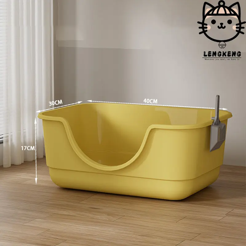 Hộp Đựng Cát Vệ Sinh Nửa Mở Thoáng Mát Cho Mèo Kèm Xẻng Chống Văng Dành Cho Mèo