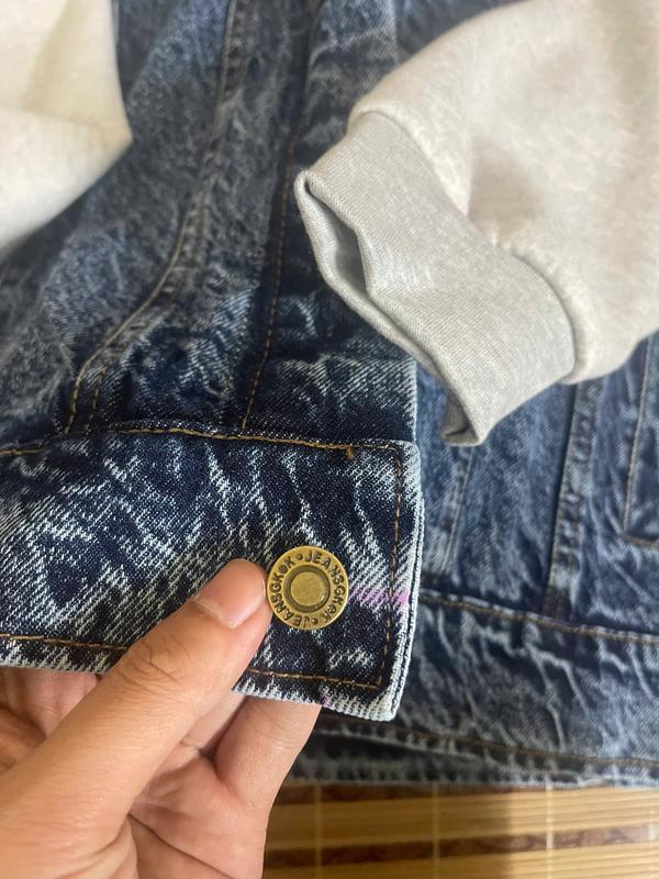 Áo khoác bò nam nữ phối mũ nỉ tay nỉ CE=LINN (35-80kg) - Phong cách trẻ trung năng động - Jacket, Menswear Kem aokhoac nam có thể giặt máy khóa kéo áo  bomber 6
