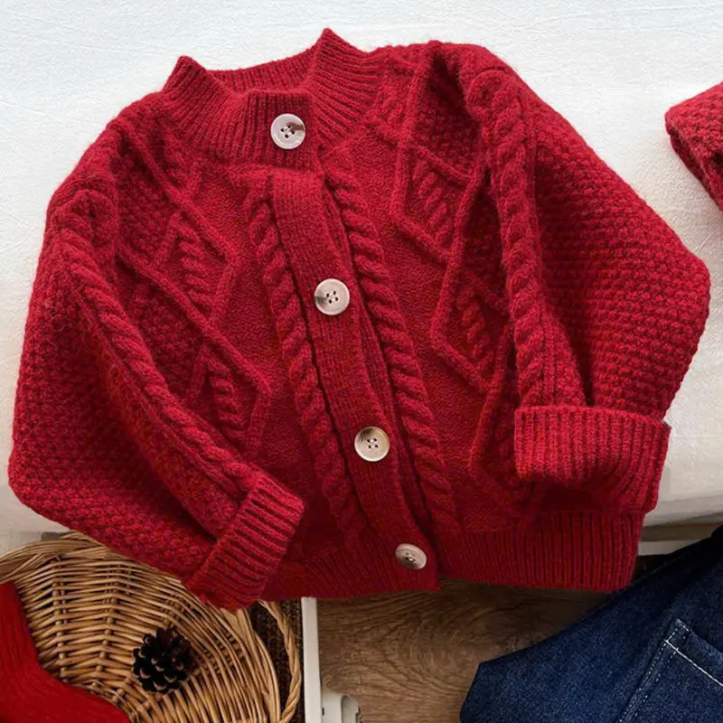 7kg - 18kg - CÓ SẴN - Set áo khoác len, cardigan len kèm quần tất phong cách Hàn Quốc cho bé trai bé gái 6