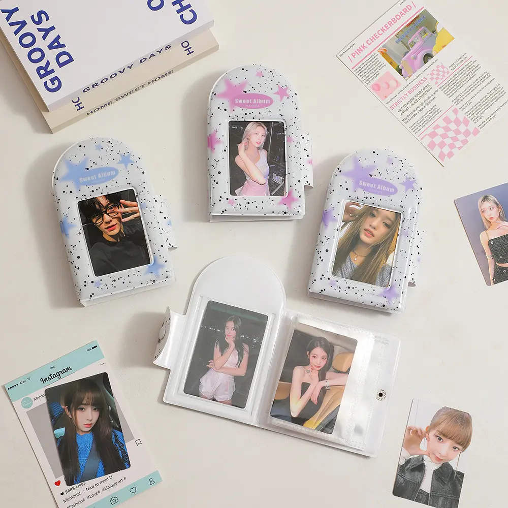 อัลบั้มรูปภาพ PVC สไตล์เกาหลี 3 นิ้ว 40 ช่อง สําหรับใส่โฟโต้การ์ด ไอดอล