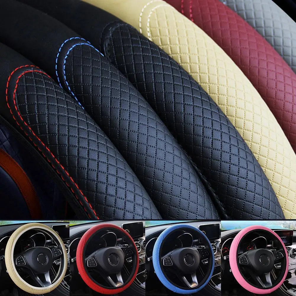 Automotive Interior Products Steering Wheel Cover Car Circle Leather Cover Steering Double W5X6