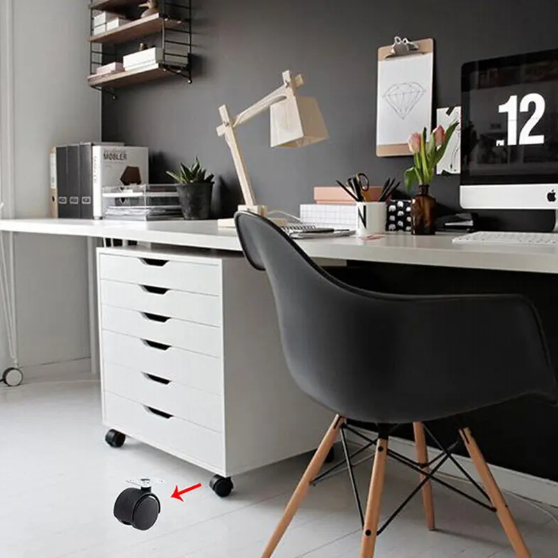 Bánh xe con lăn có thể xoay được, vật liệu nhựa, cho ghế máy tính và đồ nội thất, bánh xe thay thế 8