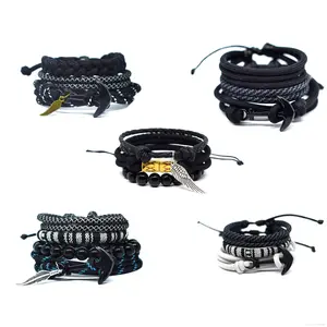 Gelang Jangkar Tali Paracord 4mm Satu Paket Warna Hitam Premium Adjustable Besi Elegan Bracelets