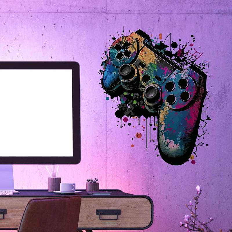 Gamepad Pattern Wall Sticker, 2 Counts/set Modern Cool Stylish Wall Decal, Decorative Sticker for Home Living Room Bedroom, Room Decor, Home Decor 2
