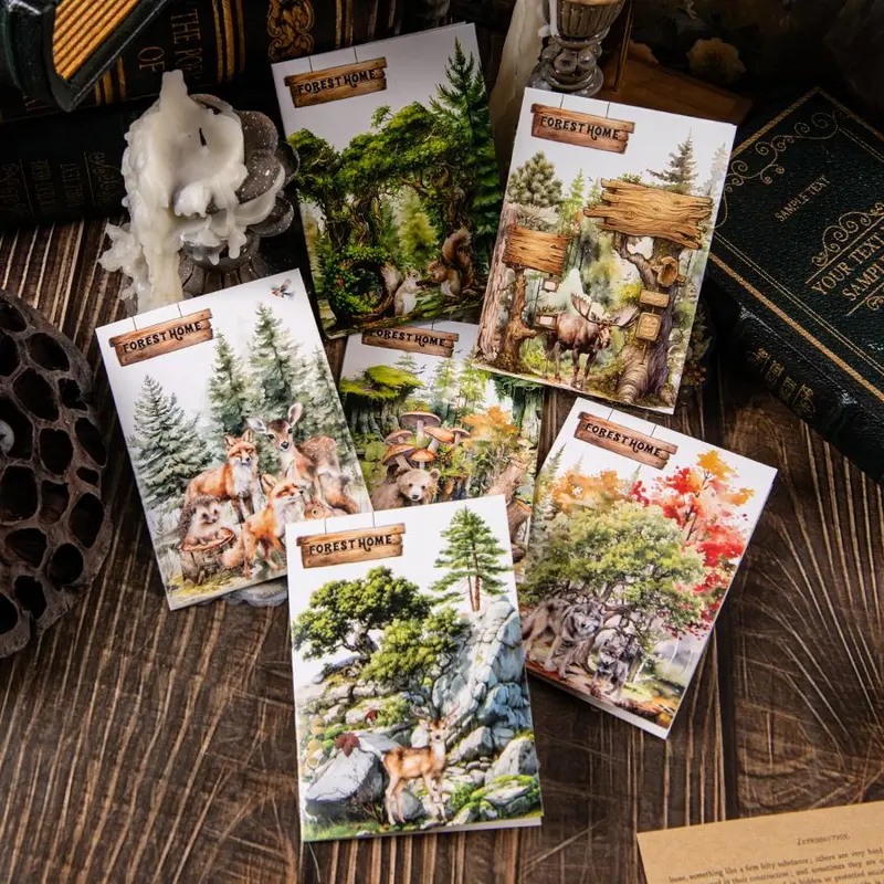 Forest Animal Pattern Stamp Sticker, 1/6 Packs Self Adhesive Decorative Sticker, Reusable Decorative Sticker for DIY Craft 3