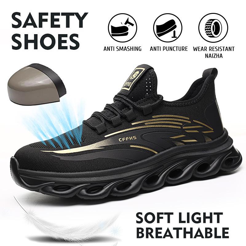 Product Introduction of Breathable Work Shoes Lightweight Safety Shoes Men Women Anti-smashing Anti-puncture Steel-toed Shoes Fly-woven Protective Labor Protection Shoes 1