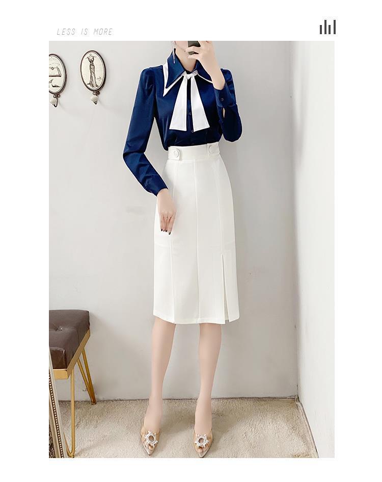 Product Introduction of Commuter Business Suit Women's 2024 New Women's Fashion Temperament Shirt with Skirt Two-Piece Set 11