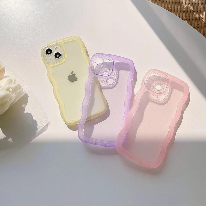 Product Introduction of for iPhone 15 14 13 12 11 Pro Max Mini XS SE 7 8 Plus Case Cute Transparent Curly Wave Hybrid Shockproof Bumper Cover Soft Funda 1