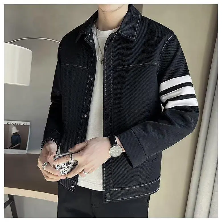 Áo khoác bóng chày Hàn Quốc nút bóp, cổ bẻ 01 nam Nữ Menswear Dài Tay Xanh Rêu 4