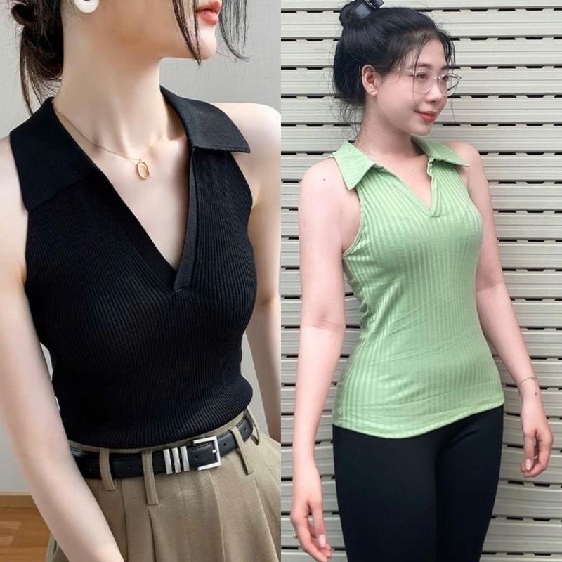  Áo Thun Nữ Bigsize Tay Ngắn Sát Nách LIMO Áo Phong Nữ Bigsize Có Cổ Polo Ôm Body Dễ Thương Xinh Vải Thun Gân Đũa MS242 Top Áo Nữ Women 