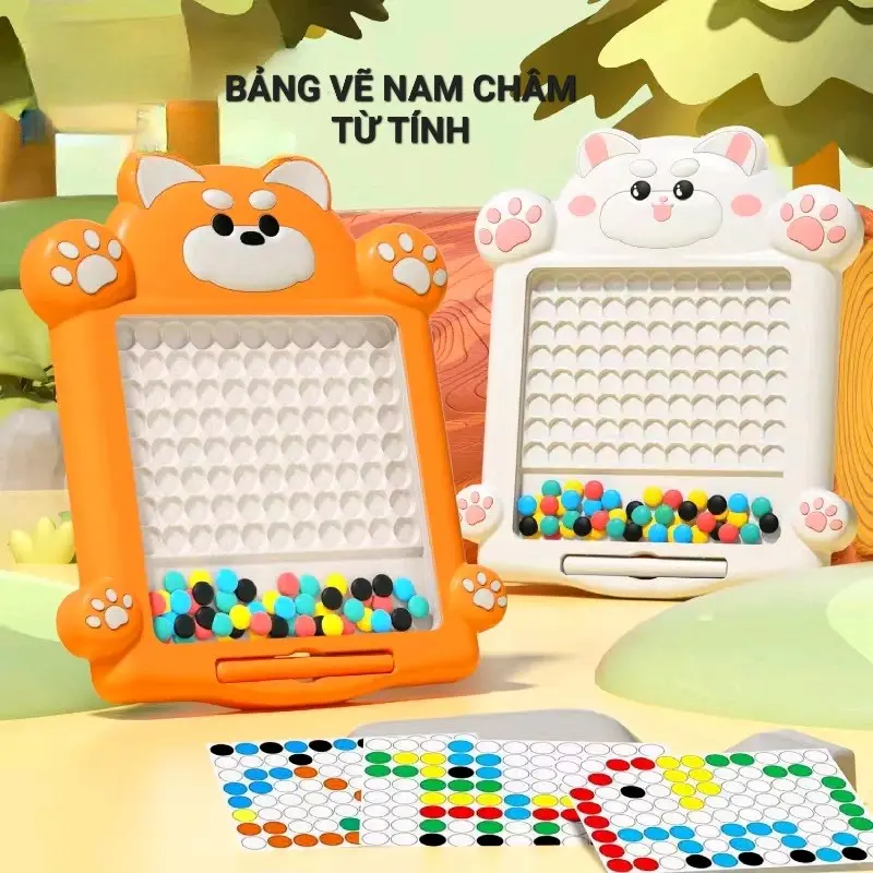 Đồ chơi cho bé bảng xếp hình/bảng vẽ nam châm/bảng hạt từ nam châm giúp bé rèn luyện đôi tay khéo léo - Đồ chơi cho trẻ NS KIDS Kem 0