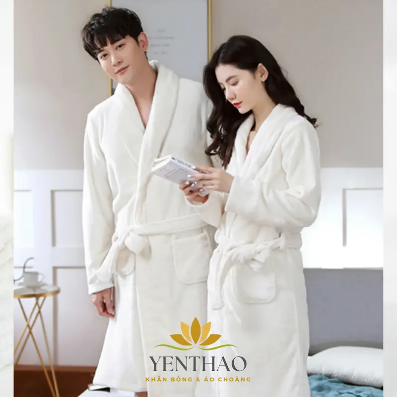 Áo Choàng Tắm Khách Sạn Cao Cấp Bông Lông Cừu YenThao Towels 100% Organic Cotton Nữ Women Dress 2