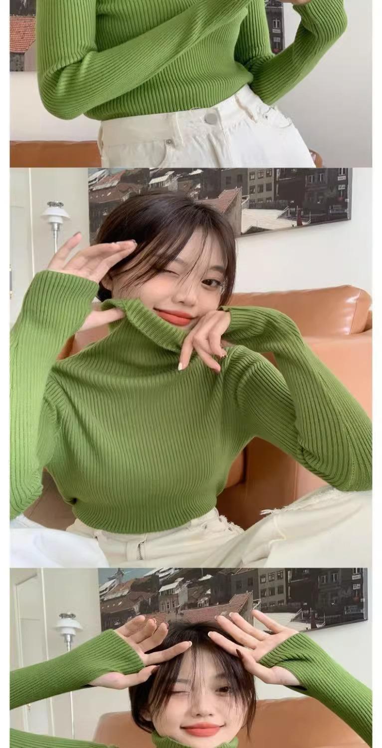 Product Introduction of Knitted Bottoming Shirt Padded Top Sweater Turtleneck Women's Autumn Best-Selling Fashionable Stylish Inner Wear Finger Fit Design Knitwear Womenswear 8