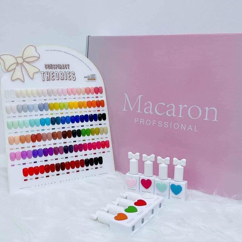 Set sơn gel Macaron chính hãng 58  màu - Sơn móng tay làm nail Hàn Quốc, chất gel đậm đặc (tặng bảng màu + 1 cặp base top) Nữ