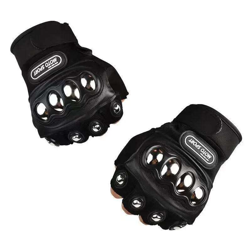 Outdoor Knuckle Safety Half-finger Gloves, 1 Pair Steel Outdoor Knuckle Motorcycle Motorbike Powersports Safety Gloves, Outdoor Accessories 8