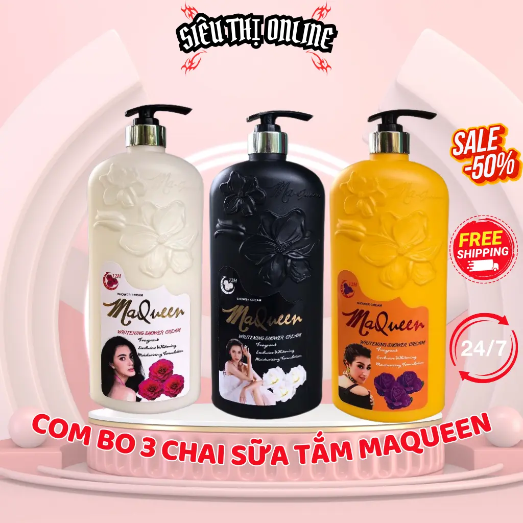 (COMBO 3 CHAI 3 MÀU)Sữa Tắm Maqueen  Thái Lan 1200ml | Sữa Tắm  Hương Nước Hoa Hồng Dưỡng Body Dưỡng Da Body