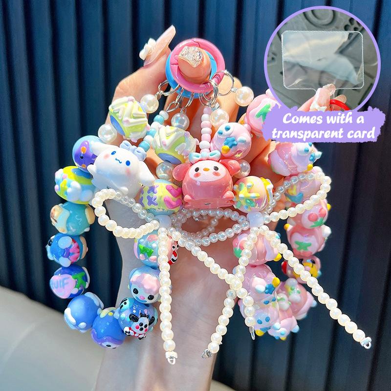 Product Introduction of ห่วงโซ่โทรศัพท์ Kuromi, Kawaii Sanrio, พร้อมลูกปัดกุทัณฑ์การ์ด, พวงกุญแจ My Melody Cinnamoroll, สายรัดข้อมือ, ตกแต่งกระเป๋า, จี้เคสหูฟัง 13