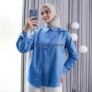 Kemeja Linen Oversize Hawa shirt - Atasan Wanita Polos Lengan Panjang