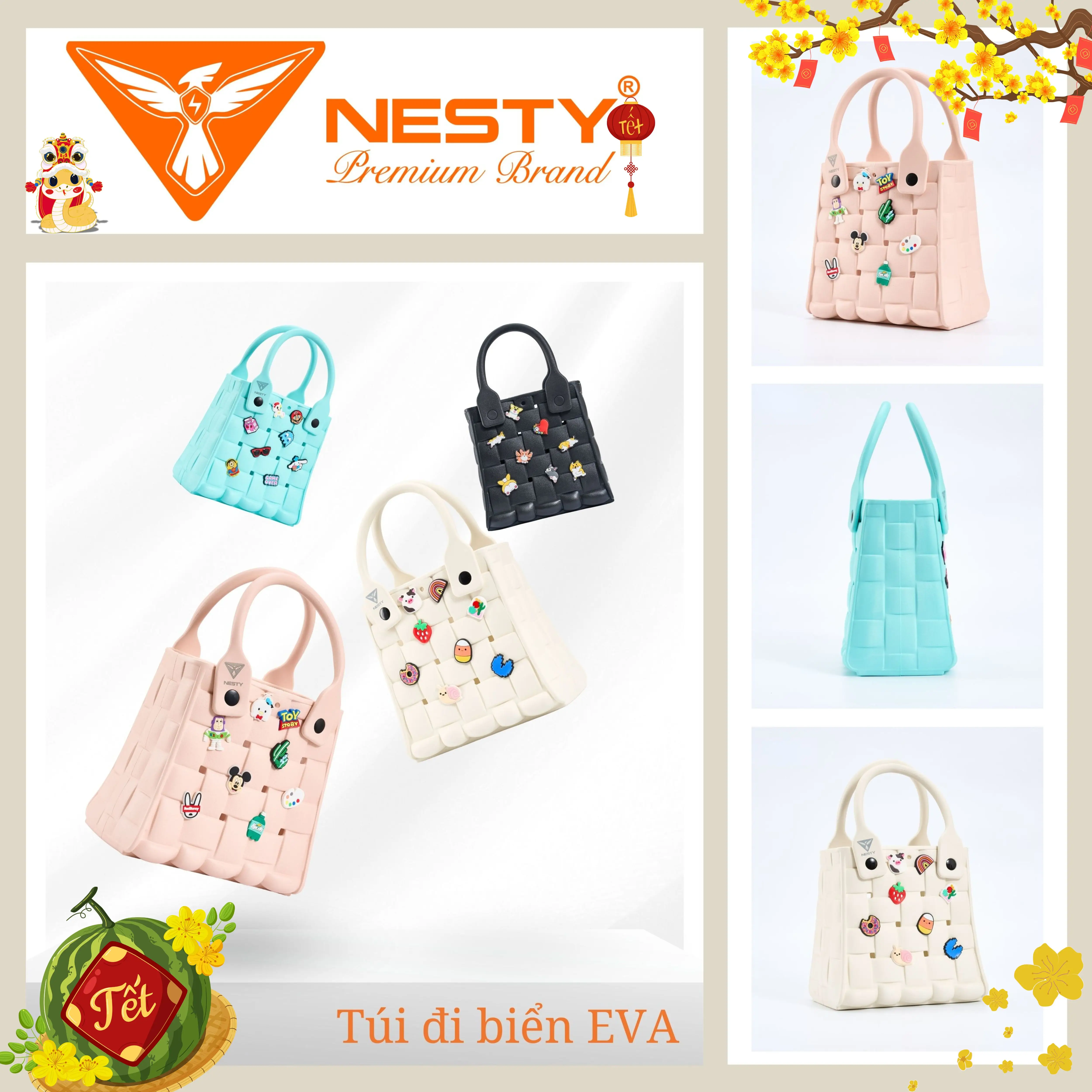 [TX-06] [TẶNG CHARM] Túi Xách NESTY Đính Kèm Charm EVA Mềm Mại Chống Thấm Nước [KO2]