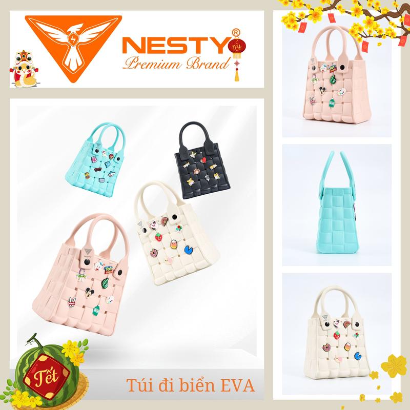 [Tặng STICKER Ngẫu Nhiên ] Túi Xách Tay NESTY Đính Kèm Charm Nữ Tính Sang Trọng Hiện Đại Chất Liêu EVA Mềm Mại Chống Thấm Nước TX-06